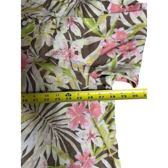 J Jill Womens Button Up Plus 3X Tropical Floral Linen Vacation Preppy Whimsical - Picture 5 of 8